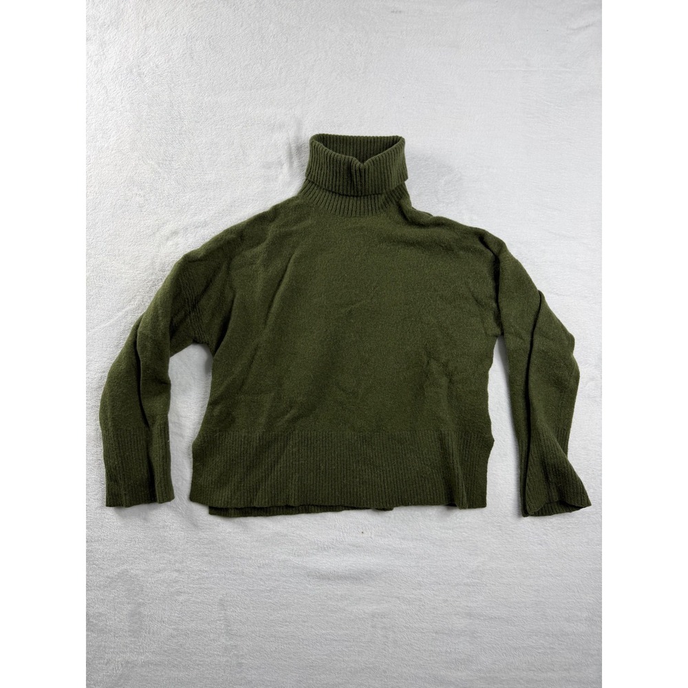 J.Crew Olive Green Merino Wool Alpaca Blend Turtleneck Sweater Womens Medium